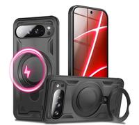 NALIA Coque Magnétique Robuste pour Google Pixel 10 Pro - Bague Support 360° & Compatible MagSafe - STORMGUARD (Etui Outdoor) - Marque Allemande, Couleur:Noir Volcan