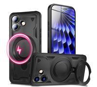 NALIA Coque Magnétique Robuste pour iPhone 17 - Bague Support 360° & Compatible MagSafe - STORMGUARD (Etui Outdoor) - Marque Allemande, Couleur:Titane Noir