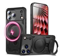 NALIA Coque Magnétique Robuste pour iPhone 17 Pro - Bague Support 360° & Compatible MagSafe - STORMGUARD (Etui Outdoor) - Marque Allemande, Couleur:Titane Noir