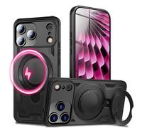NALIA Coque Magnétique Robuste pour iPhone 17 Pro Max - Bague Support 360° & Compatible MagSafe - STORMGUARD (Etui Outdoor) - Marque Allemande, Couleur:Titane Noir