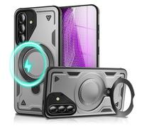 NALIA Coque Magnétique Robuste pour Samsung Galaxy A36 - Bague Support 360° & Compatible MagSafe - STORMGUARD (Etui Outdoor) - Marque Allemande, Couleur:Argent Tempête
