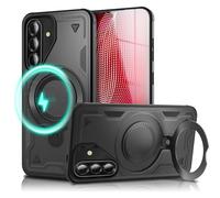 NALIA Coque Magnétique Robuste pour Samsung Galaxy A56 - Bague Support 360° & Compatible MagSafe - STORMGUARD (Etui Outdoor) - Marque Allemande, Couleur:Noir Volcan