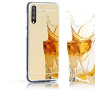 NALIA Coque Miroir compatible avec Samsung Galaxy A50, Ultra Fine Housse Protection, Mince Anti-Choc Case Cover Etui Portable Telephone Bumper, Slim Mirror TPU Gel Silicone Couverture, Couleur:Gold Or