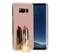 NALIA Coque Miroir Compatible avec Samsung Galaxy S8, Fine Housse Protection Slim Mirror Case Silicone Cover, Mince Gel Telephone Bumper Anti-Choc Etui Résistant Souple Facile, Couleur:Rose Gold Or