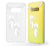 NALIA Coque Motif Compatible avec Samsung Galaxy S10e, Ultra-Fine Housse Dessin Silicone Case, Incassable Mince Souple Transparent Bumper Protection Cover Slim Etui, Designs:Chain Feathers