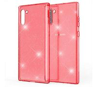 NALIA Coque Paillette pour Samsung Galaxy Note 10 - Étui Silicone Scintillant - DAZZLIN (Transparent & Antichoc) - Marque Allemande, Couleur:Rouge