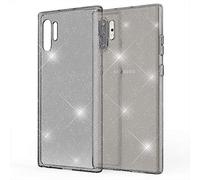 NALIA Coque Paillette pour Samsung Galaxy Note 10 Plus - Étui Silicone Scintillant - DAZZLIN (Transparent & Antichoc) - Marque Allemande, Couleur:Noir
