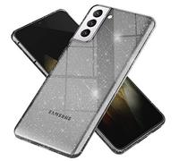 NALIA Coque Paillette pour Samsung Galaxy S21 - Étui Silicone Scintillant - DAZZLIN (Transparent & Antichoc) - Marque Allemande, Couleur:Noir