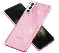NALIA Coque Paillette pour Samsung Galaxy S21 - Étui Silicone Scintillant - DAZZLIN (Transparent & Antichoc) - Marque Allemande, Couleur:Rose