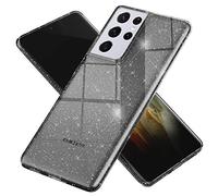 NALIA Coque Paillette pour Samsung Galaxy S21 Ultra - Étui Silicone Scintillant - DAZZLIN (Transparent & Antichoc) - Marque Allemande, Couleur:Noir