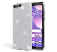 NALIA Coque Paillettes Compatible avec Huawei Y6 (2018) - Look Scintillant & Grip - SHINEPOP (Silicone Case) - Marque de Berlin, Couleur:Argent