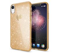 NALIA Coque Paillettes Compatible avec iPhone XR - Look Scintillant & Grip - SHINEPOP (Silicone Case) - Marque de Berlin, Couleur:Or