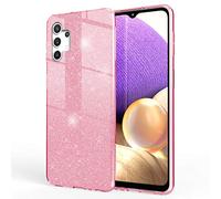 NALIA Coque Paillettes Compatible avec Samsung Galaxy A32 5G - Look Scintillant & Grip - SHINEPOP (Silicone Case) - Marque de Berlin, Couleur:Rose