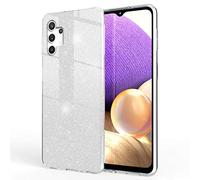 NALIA Coque Paillettes Compatible avec Samsung Galaxy A32 5G - Look Scintillant & Grip - SHINEPOP (Silicone Case) - Marque de Berlin, Couleur:Argent