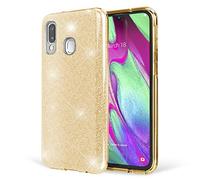 NALIA Coque Paillettes Compatible avec Samsung Galaxy A40 - Look Scintillant & Grip - SHINEPOP (Silicone Case) - Marque de Berlin, Couleur:Or