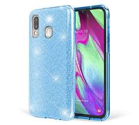 NALIA Coque Paillettes Compatible avec Samsung Galaxy A40 - Look Scintillant & Grip - SHINEPOP (Silicone Case) - Marque de Berlin, Couleur:Turquoise