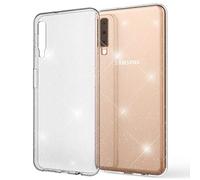 NALIA Coque Paillettes Compatible avec Samsung Galaxy A7 2018, Ultra-Fine Bling Housse Protection Back-Cover Etui, Mince Strass Bumper Slim Silicone Case Souple Résistant, Couleur:Transparent