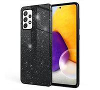 NALIA Coque Paillettes Compatible avec Samsung Galaxy A72 - Look Scintillant & Grip - SHINEPOP (Silicone Case) - Marque de Berlin, Couleur:Noir