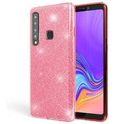 NALIA Coque Paillettes Compatible avec Samsung Galaxy A9 (2018) - Look Scintillant & Grip - SHINEPOP (Silicone Case) - Marque de Berlin, Couleur:Rose