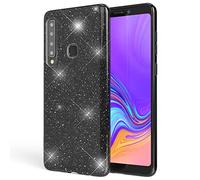 NALIA Coque Paillettes Compatible avec Samsung Galaxy A9 (2018) - Look Scintillant & Grip - SHINEPOP (Silicone Case) - Marque de Berlin, Couleur:Noir