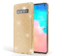 NALIA Coque Paillettes Compatible avec Samsung Galaxy S10 - Look Scintillant & Grip - SHINEPOP (Silicone Case) - Marque de Berlin, Couleur:Or