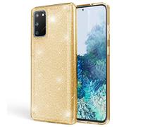 NALIA Coque Paillettes Compatible avec Samsung Galaxy S20 - Look Scintillant & Grip - SHINEPOP (Silicone Case) - Marque de Berlin, Couleur:Or