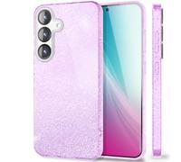 NALIA Coque Paillettes Compatible avec Samsung Galaxy S25 Plus - Look Scintillant & Grip - SHINEPOP (Silicone Case) - Marque de Berlin, Couleur:Rêve Violet