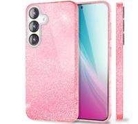 NALIA Coque Paillettes pour Samsung Galaxy S25 Plus - Housse, Rose Bonbon | Agréable En Main & Protection Caméra, Protection Triple Couche, Vérification De La Taille, SHINEPOP
