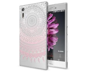 NALIA Coque Protection Compatible avec Sony Xperia XZ, Motif Housse Silicone Premium Case Smart-Phone Back-Cover Ultra-Fine Souple Gel Slim Anti-Choc Bumper Mince Etui, Designs:Mandala Pink Rose
