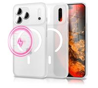 NALIA Coque Rigide Ultra Fine pour iPhone 18 Pro / 17 Pro, Blanc Néon | Glow & Puissance Magnétique, Mat-Translucide, Sur Mesure, THINIX GLOW