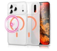 NALIA Coque Rigide Ultra Fine pour iPhone 18 Pro / 17 Pro, Orange Néon | Glow & Puissance Magnétique, Mat-Translucide, Sur Mesure, THINIX GLOW
