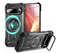 NALIA Coque Robuste Magnétique pour Google Pixel 9 Pro XL - Compatible MagSafe & Support Caméra - Granite (Protection Antichoc Rigide) - German Brand, Couleur:Gris Tempête