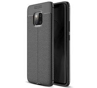 NALIA Coque Silicone Compatible avec Huawei Mate 20 Pro, Aspect Cuir Ultra-Fine Housse Protection Cover Slim Premium Etui Résistant, Mince Telephone Portable Case Smart-Phone Bumper Souple - Noir