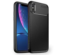 NALIA Coque Silicone Compatible avec iPhone X/XS, Look Carbone Housse Protection Cover Ultra-Fine Premium Etui, Incassable Mince Telephone Portable Gel Case Slim Bumper Anti-Choc Souple - Noir