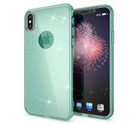 NALIA Coque Silicone Compatible avec iPhone XS Max, Fine Glitter Housse Protection Slim Case Paillettes Cover Souple Résistant Incassable Bling Etui Rigide Strass Soft Bumper Mince, Couleur:Mint