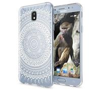 NALIA Coque Silicone Compatible avec Samsung Galaxy J3 2017 (EU), Ultra-Fine Housse Protection Cover Slim Premium Etui, Mince Telephone Case Bumper Souple Résistant, Designs:Mandala Blanc