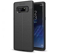 NALIA Coque Silicone Compatible avec Samsung Galaxy Note 8, Aspect Cuir Ultra-Fine Housse Protection Cover Slim Premium Etui Résistant, Mince Telephone Portable Case Smart-Phone Bumper Souple - Noir