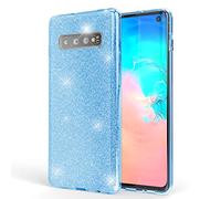NALIA Coque Silicone Compatible avec Samsung Galaxy S10, Fine Glitter Housse Protection Slim Case Paillettes Cover Souple Résistant Incassable Bling Etui Rigide Strass Bumper, Couleur:Turquoise