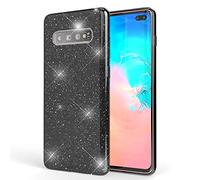 NALIA Coque Silicone Compatible avec Samsung Galaxy S10 Plus, Fine Glitter Housse Protection Slim Case Paillettes Cover Souple Résistant Incassable Bling Etui Rigide Strass Bumper, Couleur:Noir
