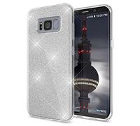 NALIA Coque Silicone Compatible avec Samsung Galaxy S8, Fine Glitter Housse Protection Case Paillettes Cover Souple Résistant, Incassable Bling Etui Rigide Strass Bumper Mince, Couleur:Argent
