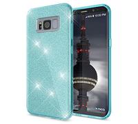 NALIA Coque Silicone Compatible avec Samsung Galaxy S8 Plus, Fine Glitter Housse Protection Slim Case Paillettes Cover Souple Résistant, Incassable Bling Etui Strass Bumper Mince, Couleur:Turquoise