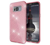NALIA Coque Silicone Compatible avec Samsung Galaxy S8 Plus, Fine Glitter Housse Protection Slim Case Paillettes Cover Souple Résistant, Incassable Bling Etui Strass Bumper Mince, Couleur:Pink Rose
