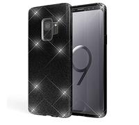 NALIA Coque Silicone Compatible avec Samsung Galaxy S9, Fine Glitter Housse Protection Slim Case Paillettes Cover Souple Résistant, Incassable Bling Etui Rigide Strass Bumper Mince, Couleur:Noir