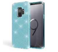 NALIA Coque Silicone Compatible avec Samsung Galaxy S9, Fine Glitter Housse Protection Slim Case Paillettes Cover Souple Résistant, Incassable Bling Etui Rigide Strass Bumper Mince, Couleur:Turquoise