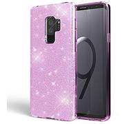 NALIA Coque Silicone Compatible avec Samsung Galaxy S9 Plus, Fine Glitter Housse Protection Slim Case Paillettes Cover Souple Résistant, Incassable Bling Etui Strass Bumper Mince, Couleur:Lilas