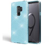 NALIA Coque Silicone Compatible avec Samsung Galaxy S9 Plus, Fine Glitter Housse Protection Slim Case Paillettes Cover Souple Résistant, Incassable Bling Etui Strass Bumper Mince, Couleur:Turquoise