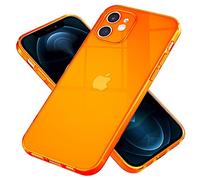 NALIA Coque Silicone Néon pour iPhone 12 - Couleur Signal Éclatante & Lentille - Vibe (Housse Transparente) - Marque Allemande, Couleur:Orange