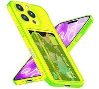 NALIA Coque Silicone Néon pour iPhone 16 Pro - Fente Carte, Jaune | Protection Airbag Néon, Protection Précise Du Module, Ajustement Parfait, Remplace Le Portefeuille, CARDPOP