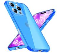 NALIA Coque Silicone Néon pour iPhone 16 Pro Max - Couleur Signal Éclatante & Lentille - Vibe (Housse Transparente) - Marque Allemande, Couleur:Bleu
