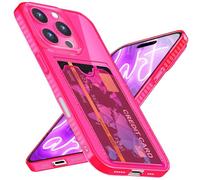 NALIA Coque Silicone Néon pour iPhone 16 Pro Max - Fente Carte, Rose Vif | Protection Airbag Néon, Protection Précise Du Module, Ajustement Parfait, Remplace Le Portefeuille, CARDPOP